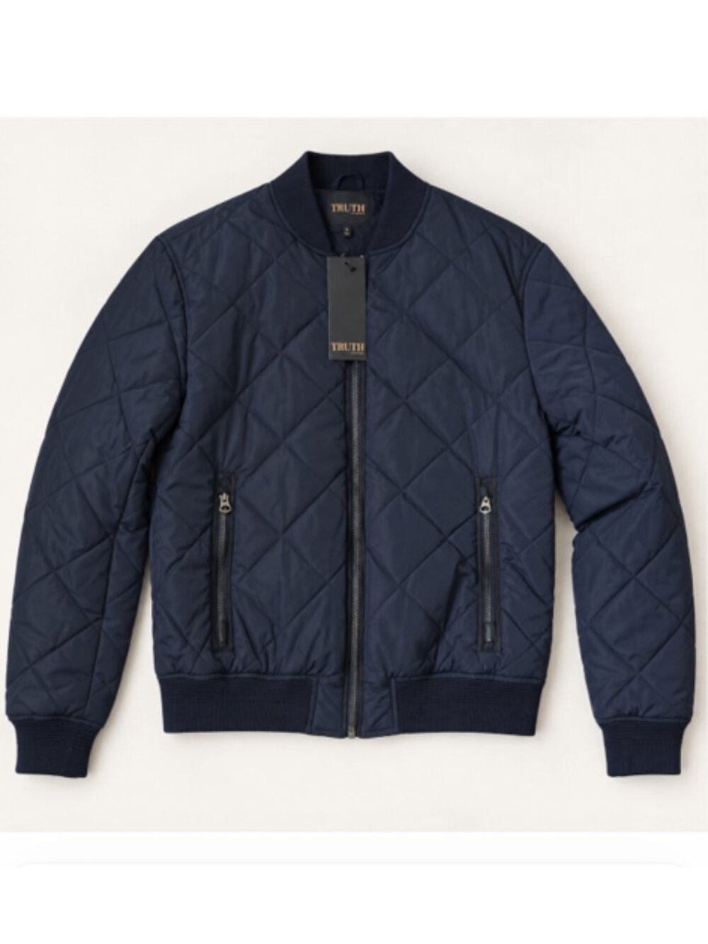 TRUTH Clothing Men’s Navy Quilted Bomber Jacket - Size S - NWT